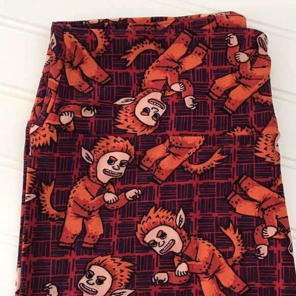 NWT LulaRoe OS Leggings Halloween Navy Blue Orange Wild Costume Whimsygoth - Picture 2 of 3